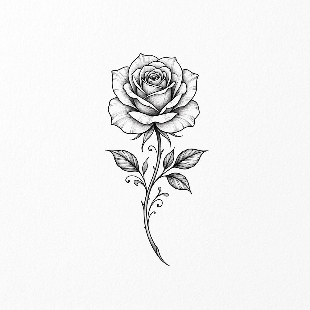 idée tatouage poignet rose miniature, design sur fond blanc