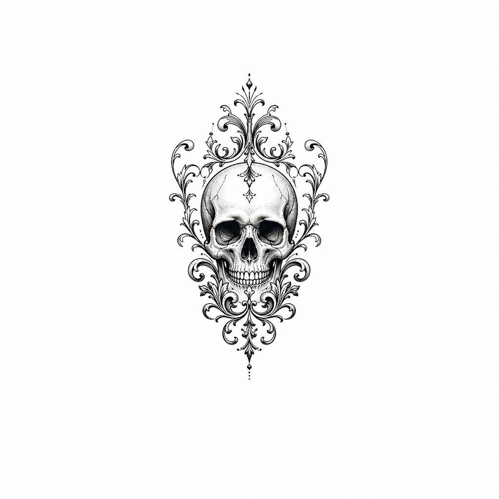 idée tatouage poignet crâne ornemental tiny, design sur fond blanc
