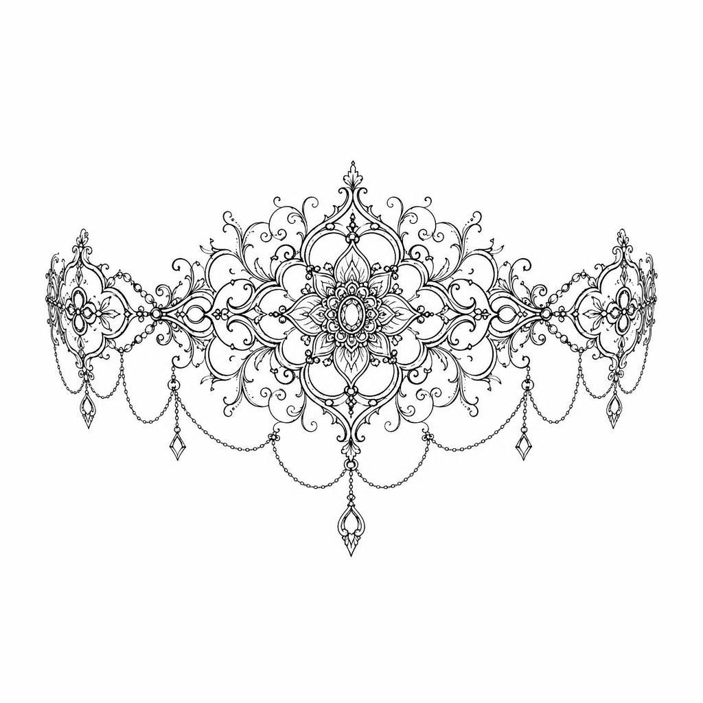 idée tatouage poignet mandala lace miniature, design sur fond blanc