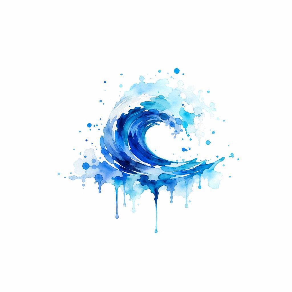 idée tatouage poignet vague aquarelle, design sur fond blanc