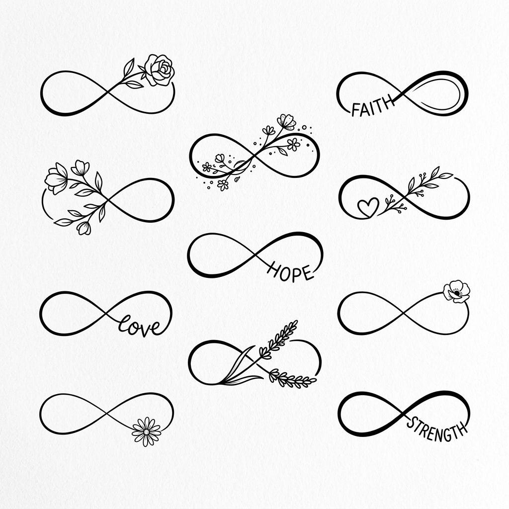 idée tatouage poignet femme infini revisité, design sur fond blanc