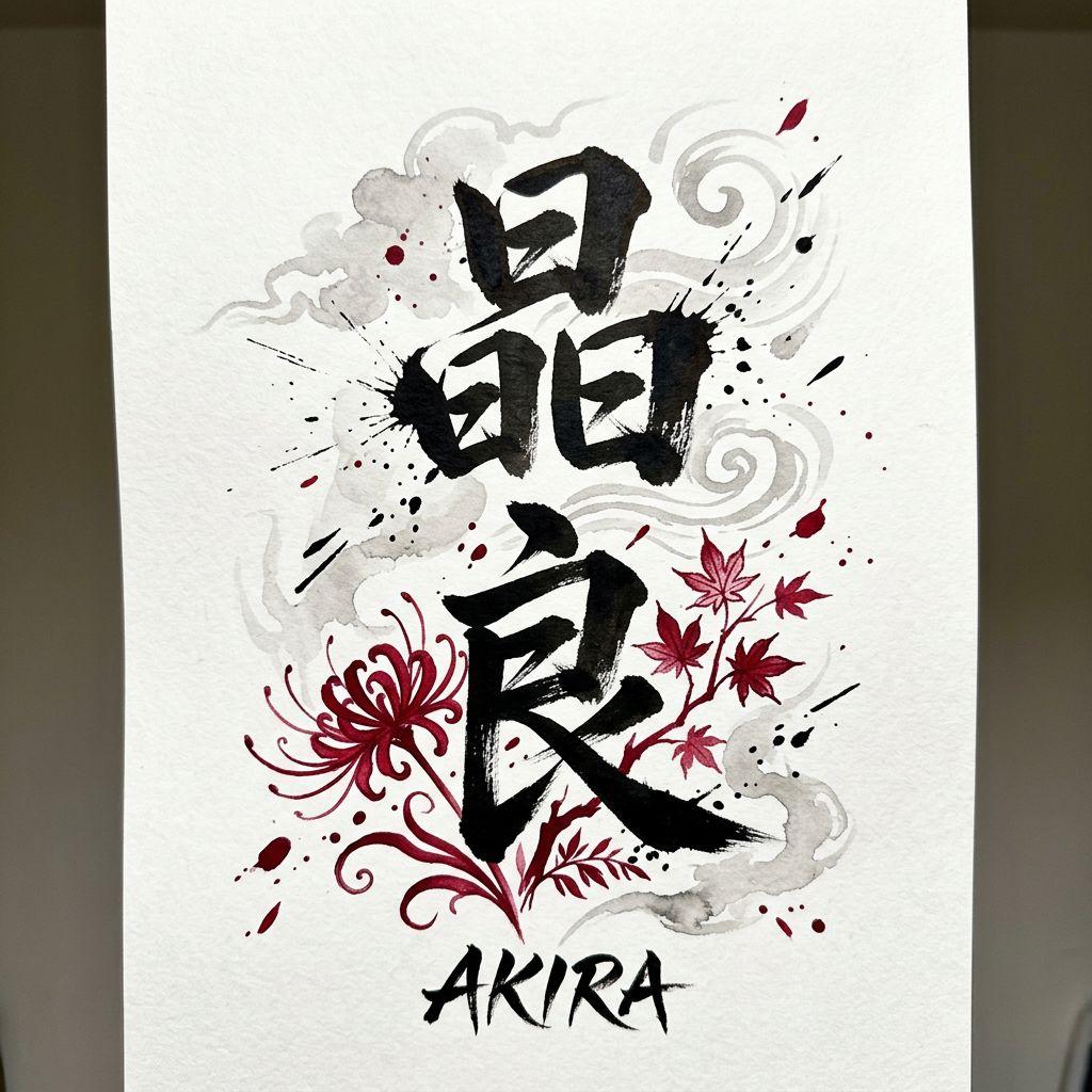 idée tatouage prénom prénom kanji japonais, design sur fond blanc