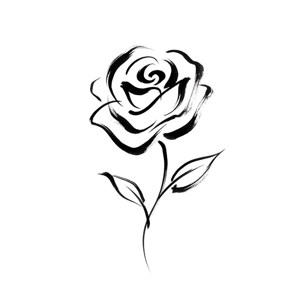 idée tatouage rose rose abstraite, design sur fond blanc