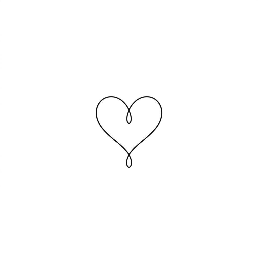 idée tatouage simple cœur minimaliste, design sur fond blanc