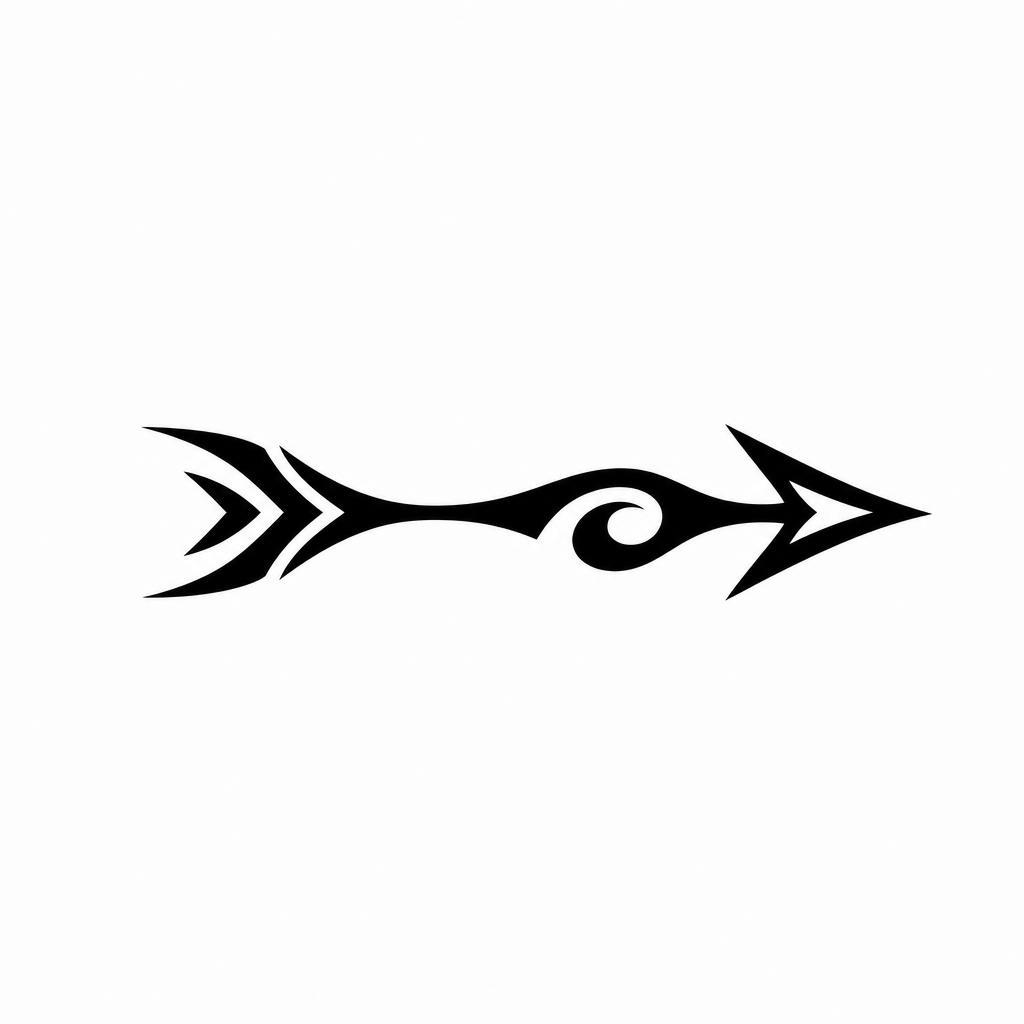 idée tatouage simple flèche tribal moderne, design sur fond blanc