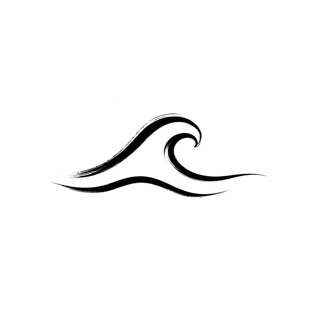 idée tatouage simple vague abstraite épurée, design sur fond blanc
