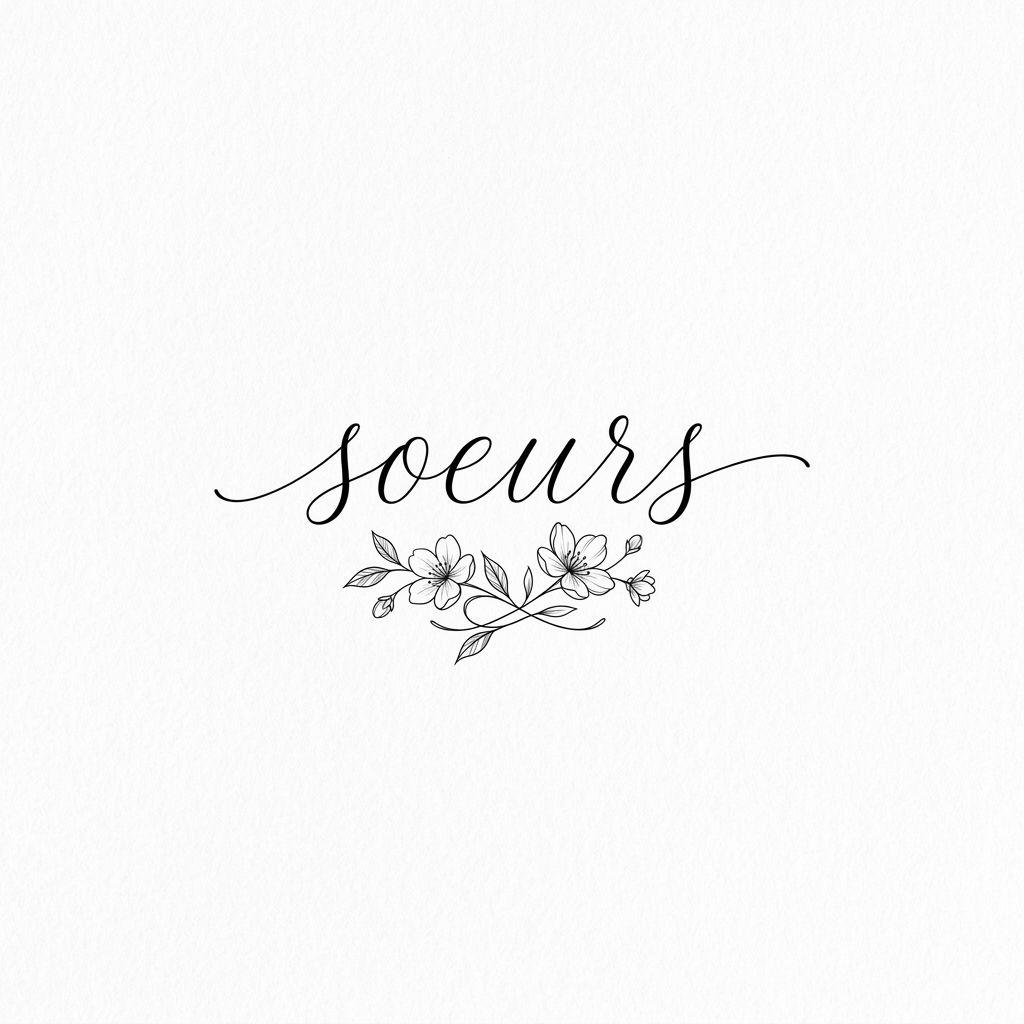 idée tatouage sœurs lettrage sœurs cursive, design sur fond blanc