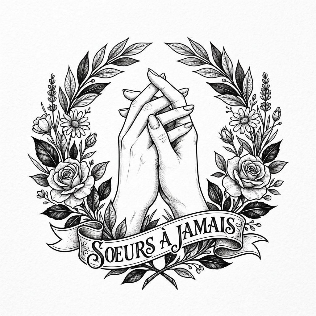 idée tatouage sœurs sœurs à jamais premium, design sur fond blanc