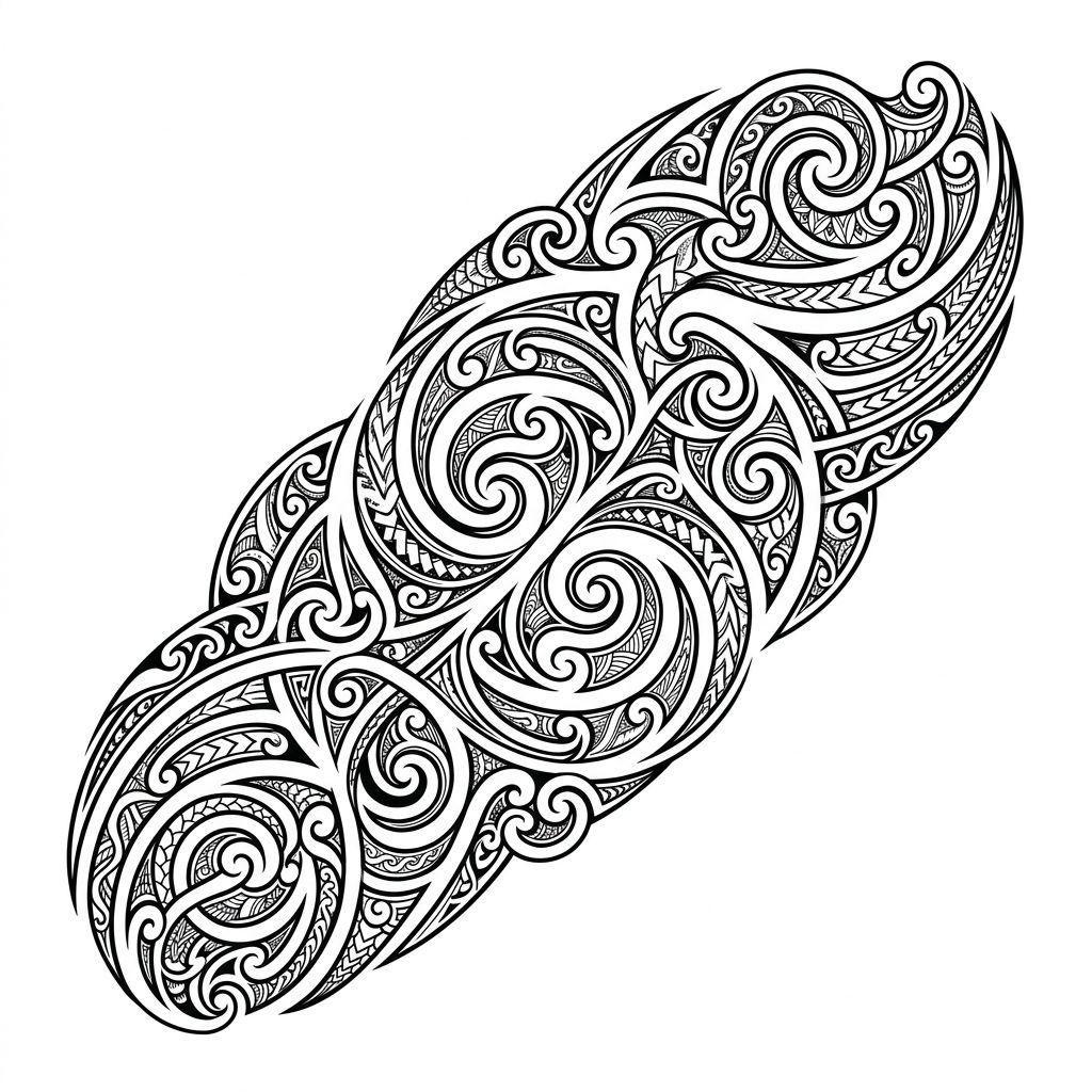 idée tatouage tribal tribal maori (ta moko), design sur fond blanc