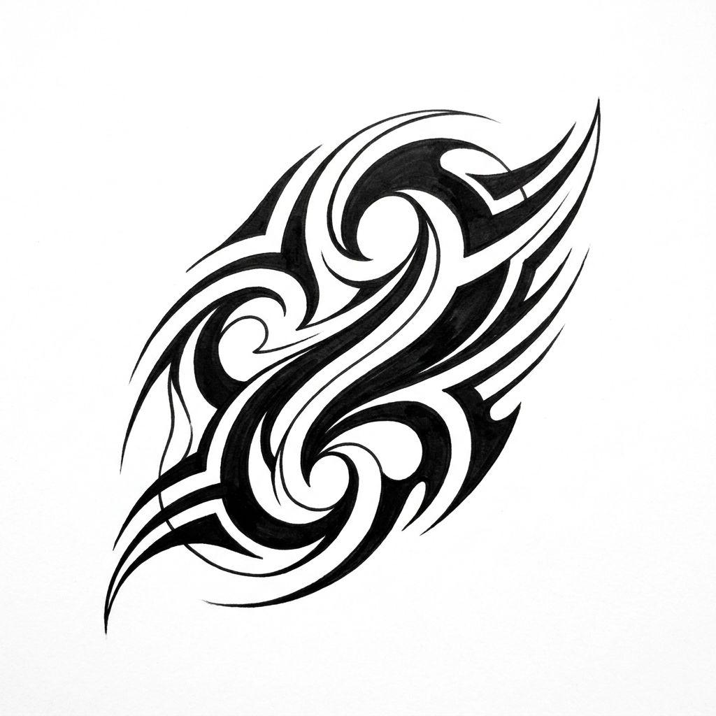 idée tatouage tribal néo-tribal moderne, design sur fond blanc