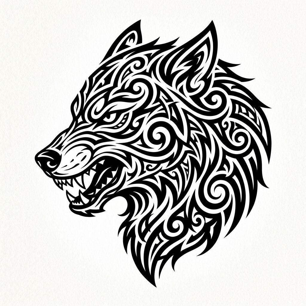 idée tatouage tribal tribal animal puissant, design sur fond blanc