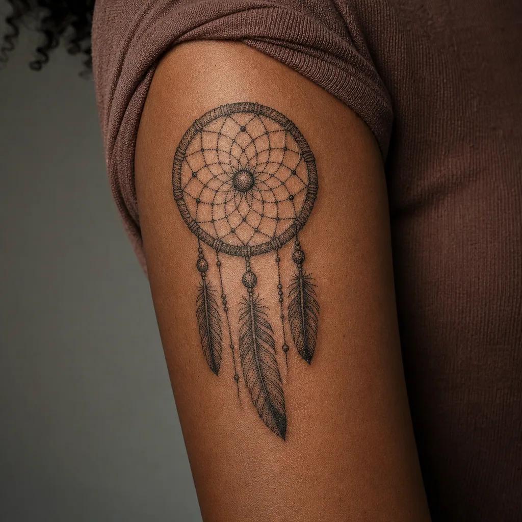idée tatouage attrape-rêve attrape-reve dotwork stippling, photo réaliste sur peau