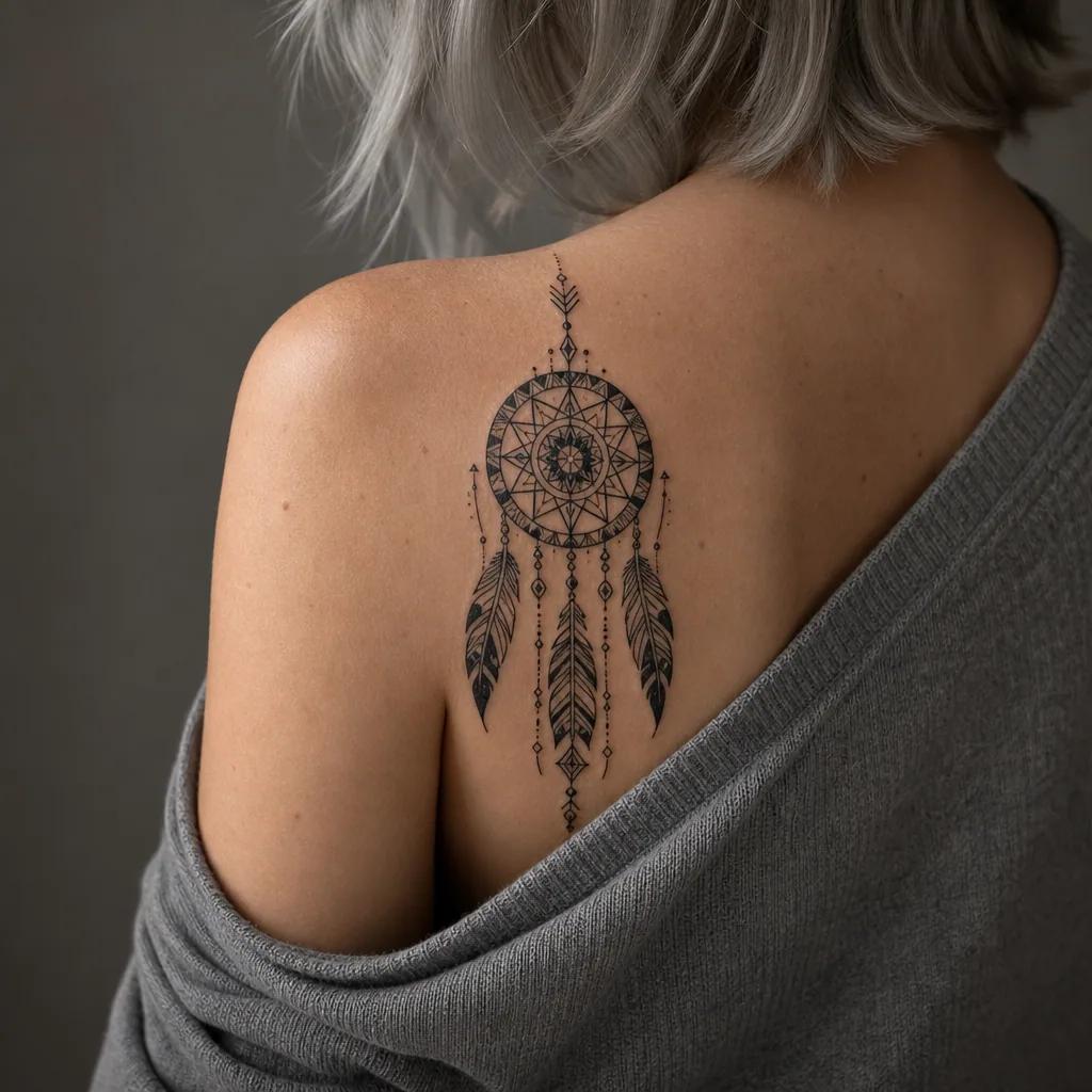 idée tatouage attrape-rêve attrape-reve tribal amerindien, photo réaliste sur peau