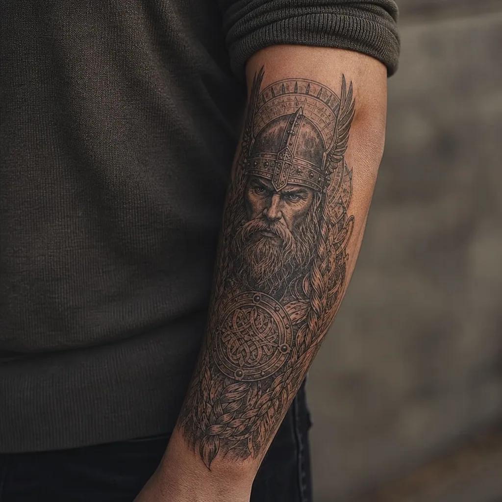 idée tatouage avant-bras homme viking premium, photo réaliste sur peau