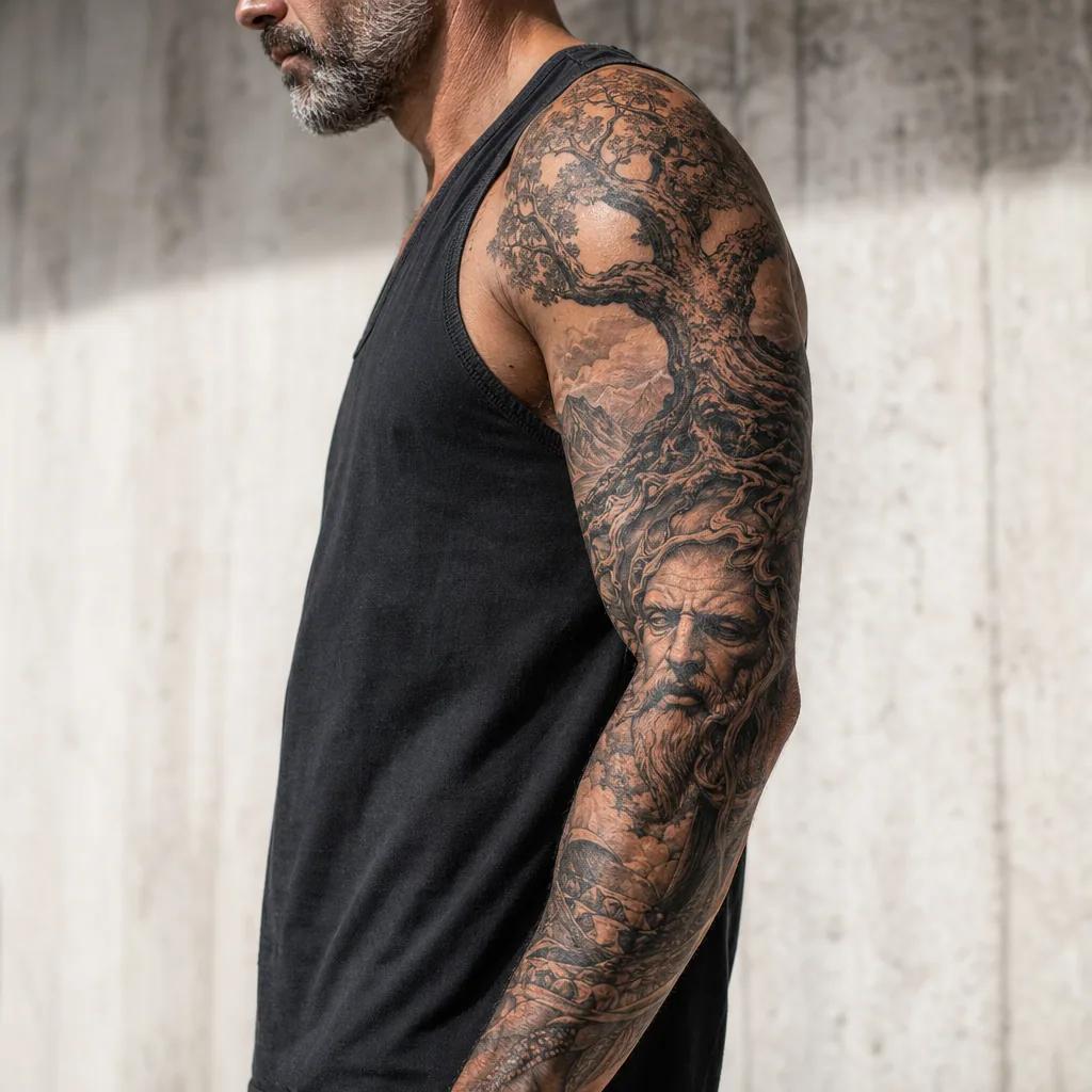 idée tatouage bras homme branche masculine, photo réaliste sur peau