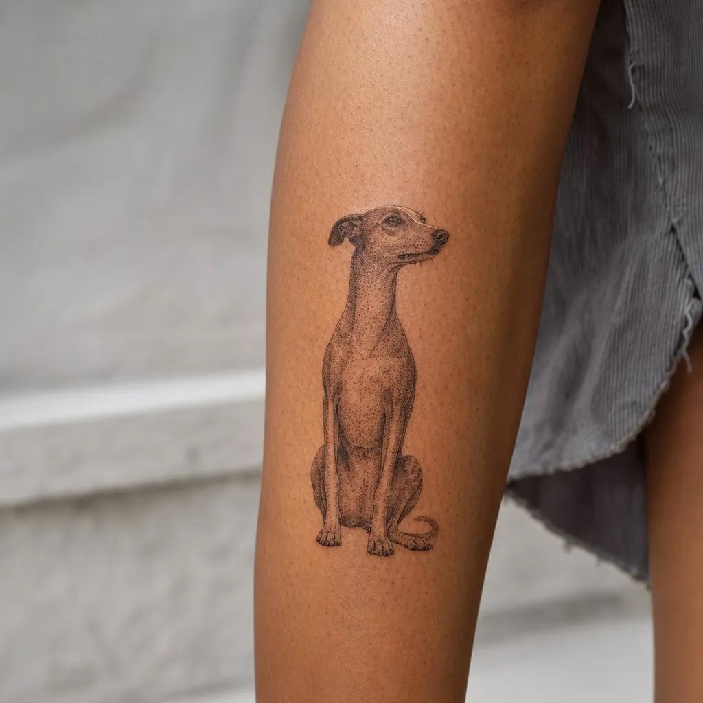 idée tatouage chien chien dotwork, photo réaliste sur peau