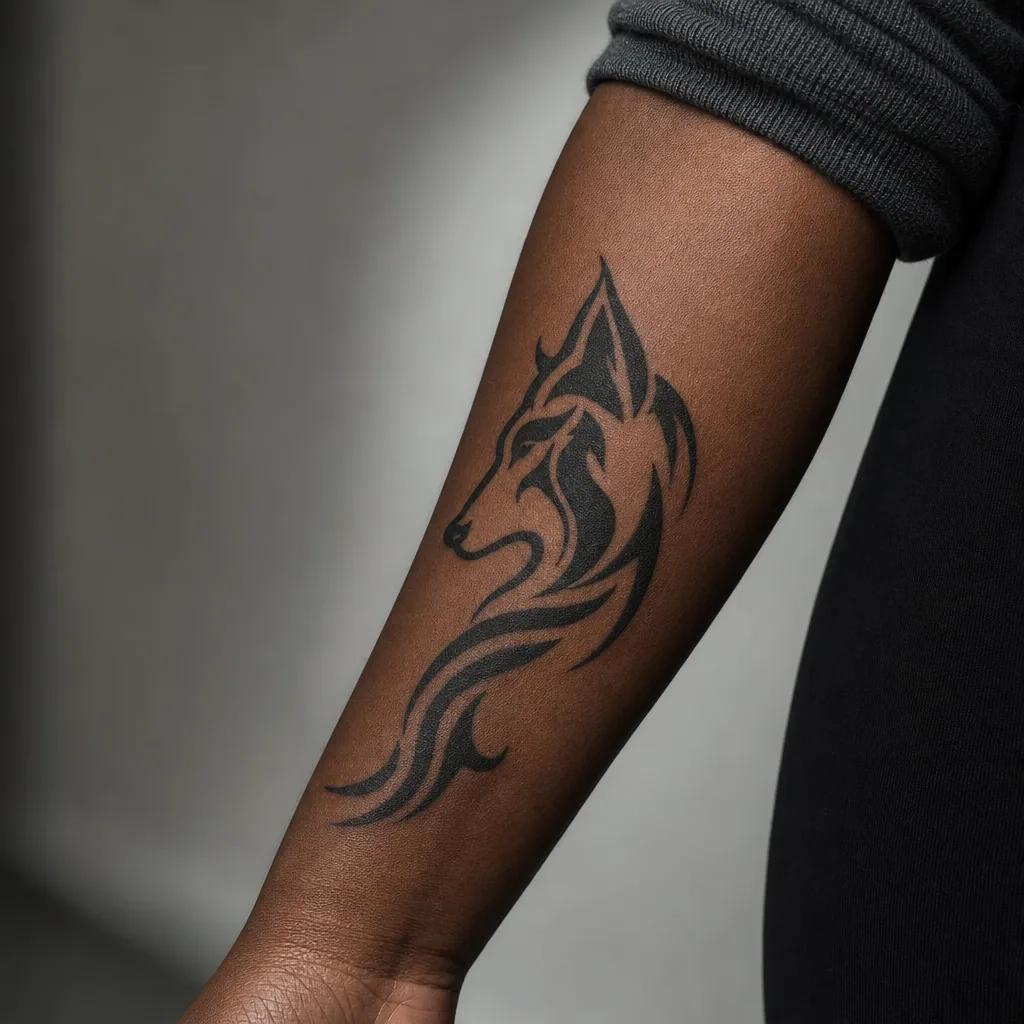 idée tatouage chien chien tribal, photo réaliste sur peau