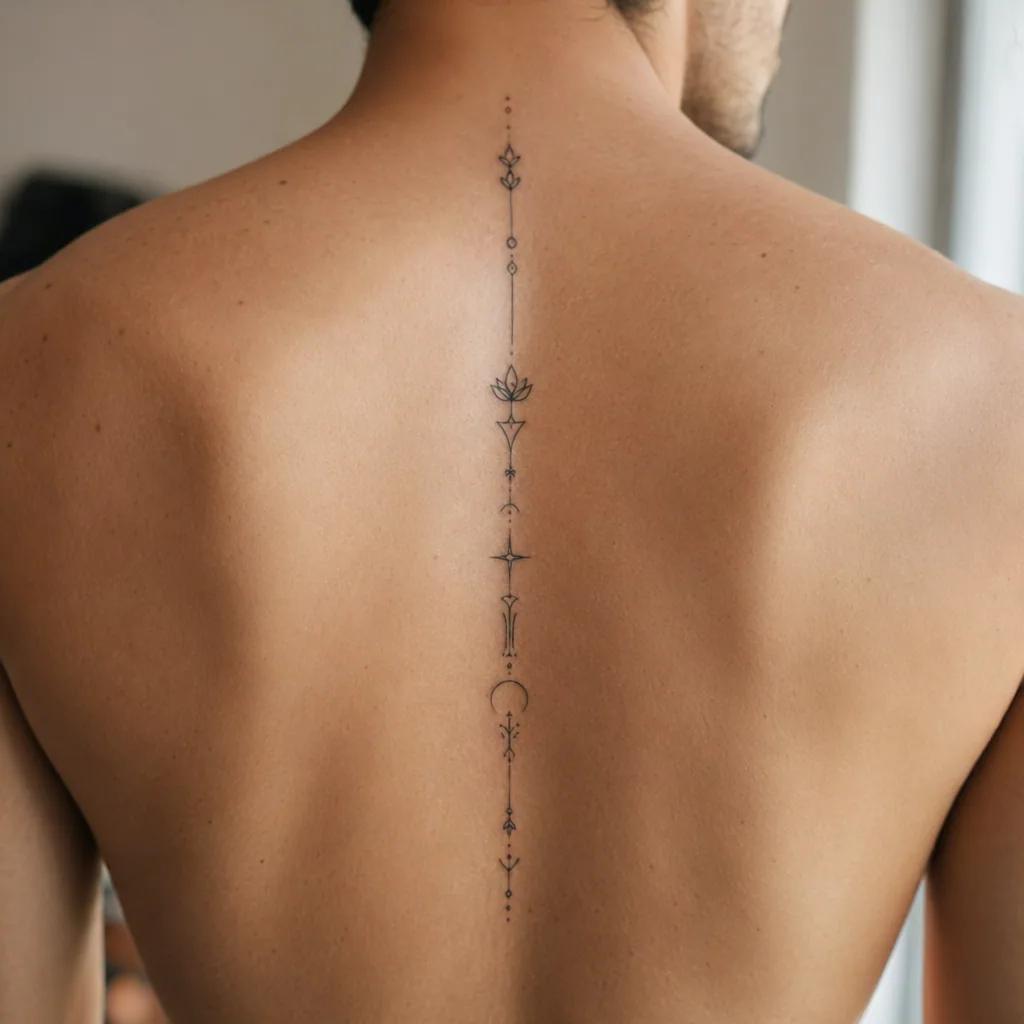 idée tatouage colonne vertébrale phrase verticale minimaliste, photo réaliste sur peau
