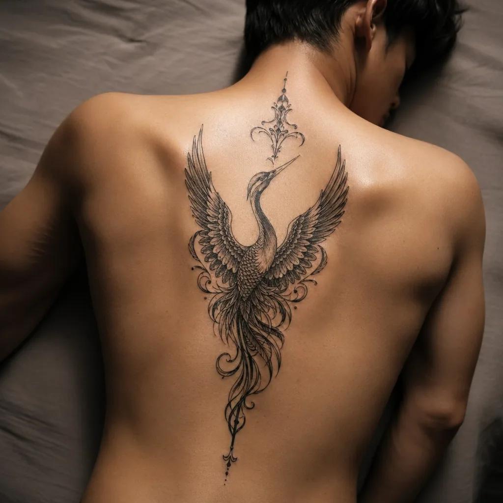 idée tatouage colonne vertébrale crâne ornemental central, photo réaliste sur peau