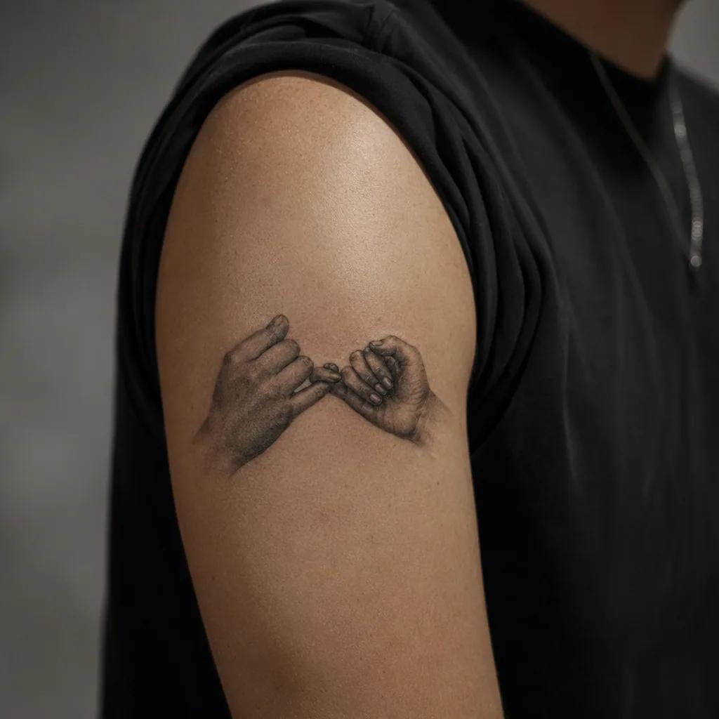 idée tatouage commun mains réalistes pinky promise, photo réaliste sur peau