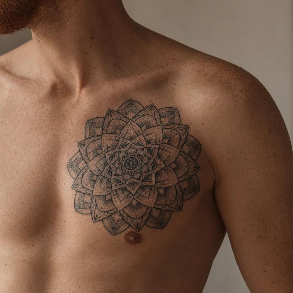 idée tatouage commun mandala double, photo réaliste sur peau