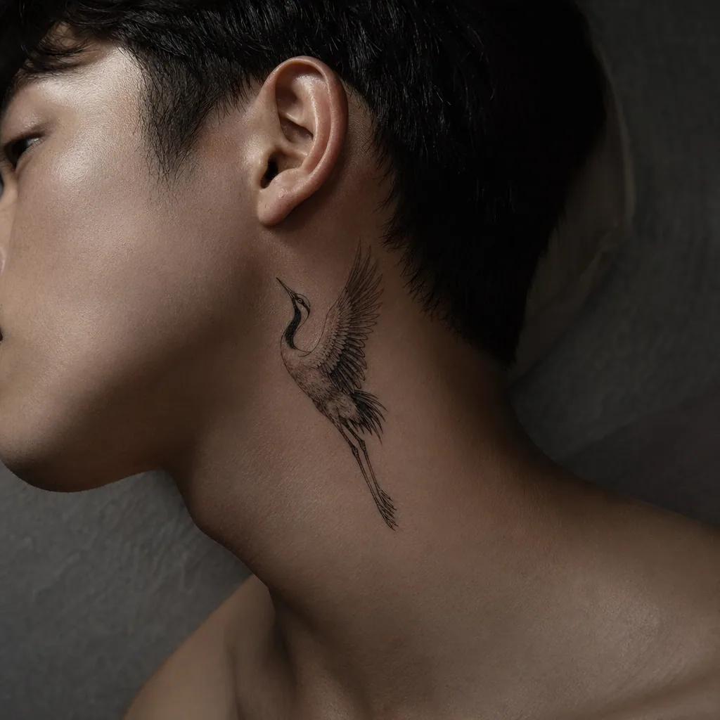 idée tatouage cou cou crâne miniature, photo réaliste sur peau