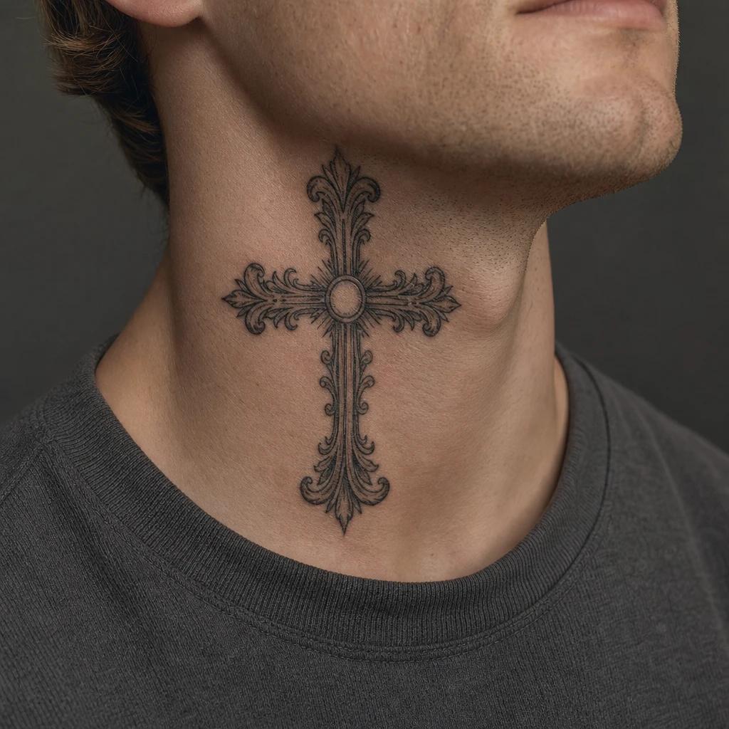 Idée tatouage cou homme, photo sur peau