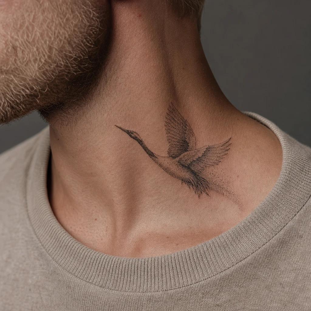 idée tatouage cou homme crâne dotwork, photo réaliste sur peau