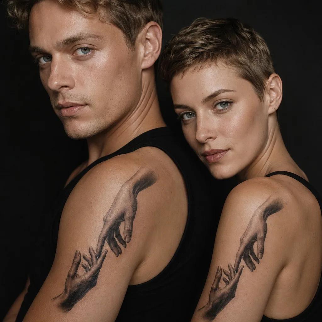 idée tatouage couple realistic hands, photo réaliste sur peau