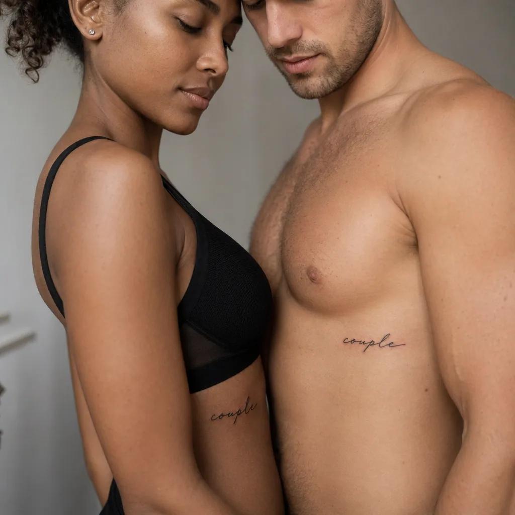 idée tatouage couple partner lettering, photo réaliste sur peau