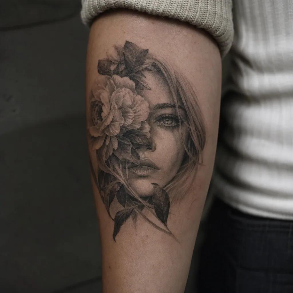 idée tatouage cover portrait réaliste haute densité, photo réaliste sur peau