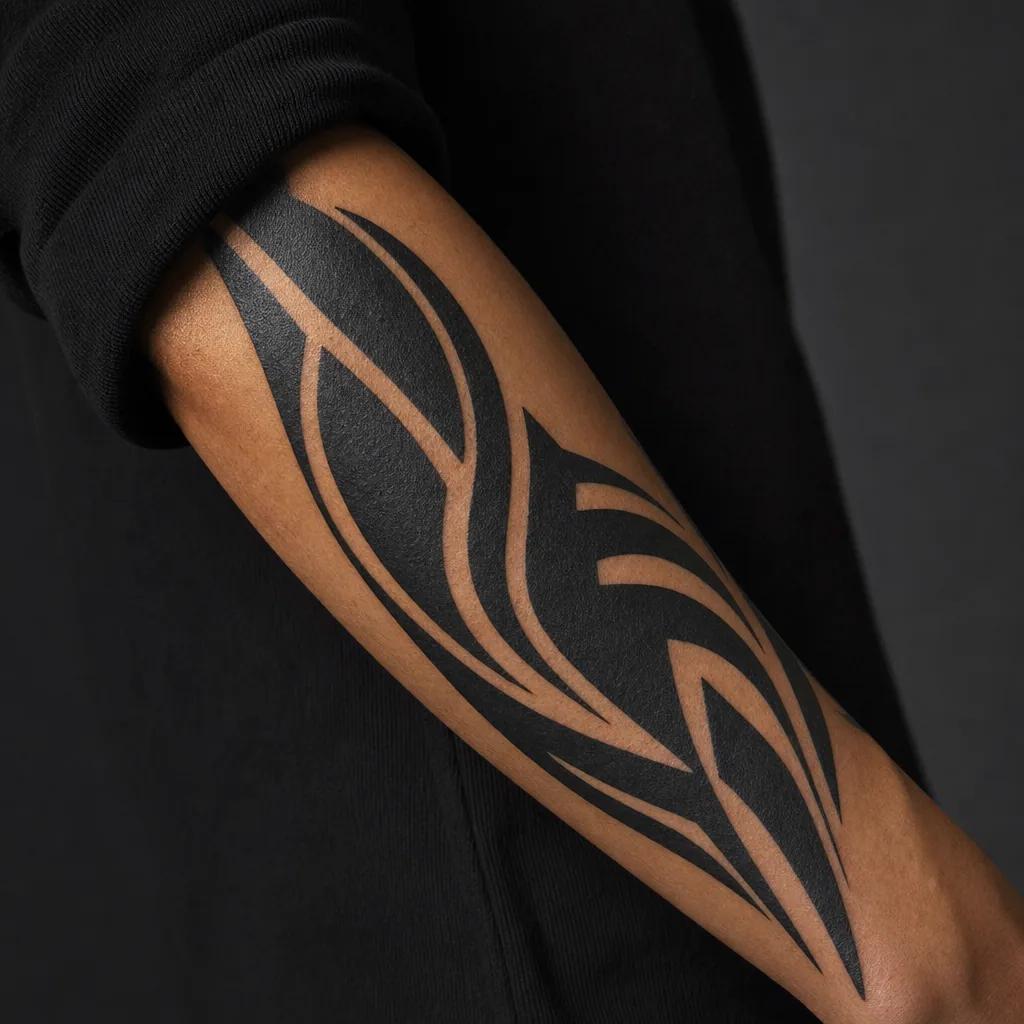 idée tatouage cover blackout tribal moderne, photo réaliste sur peau