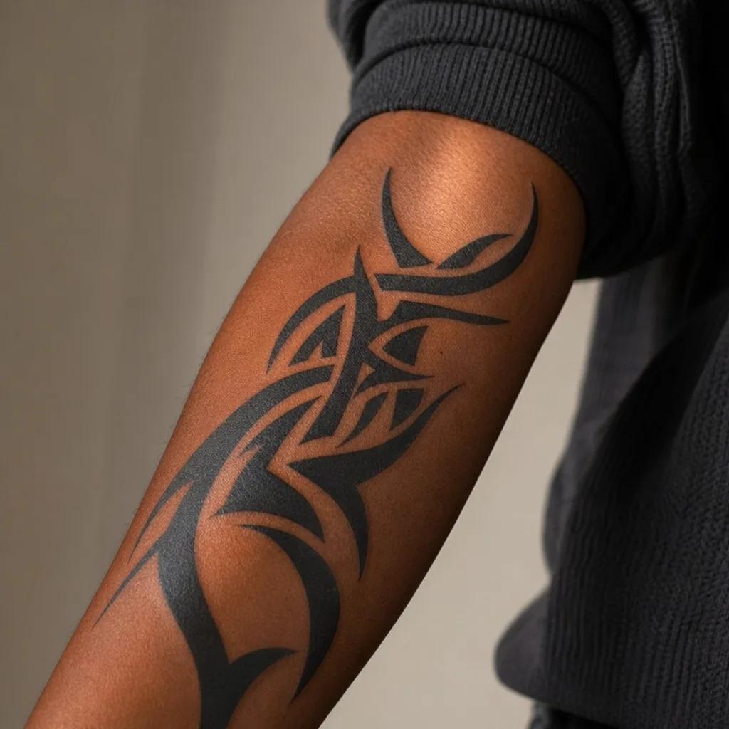 idée tatouage cover blackout tribal moderne, photo réaliste sur peau