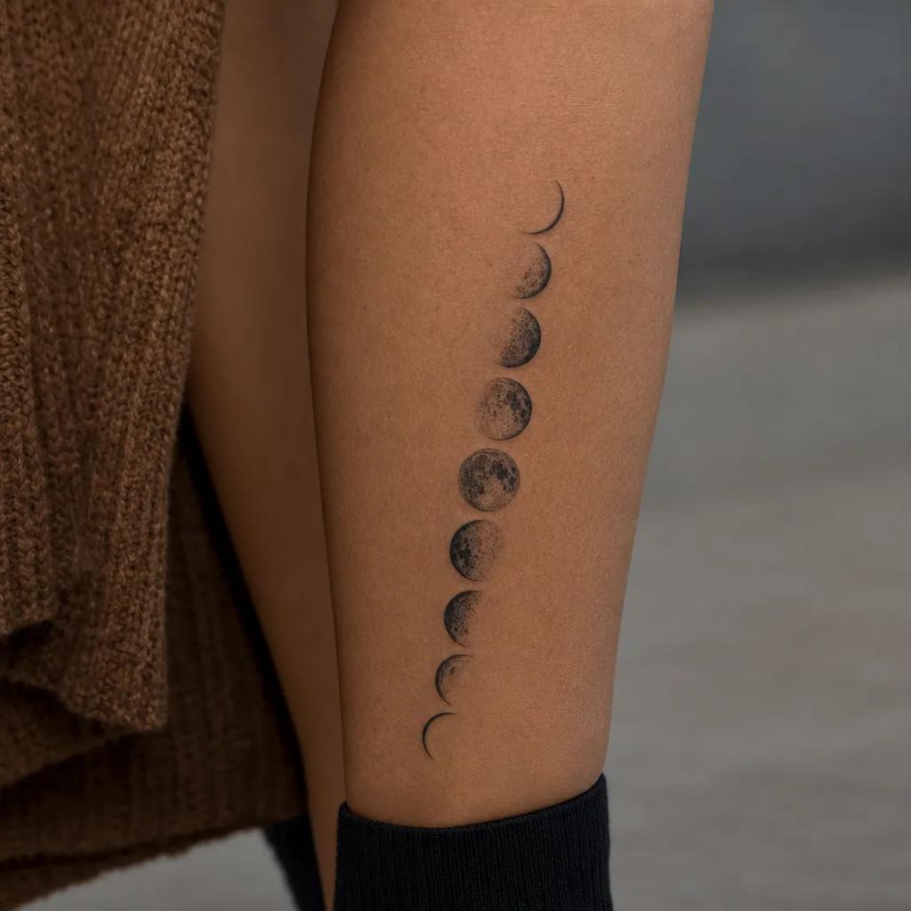 idée tatouage deuil phases lunaires deuil, photo réaliste sur peau