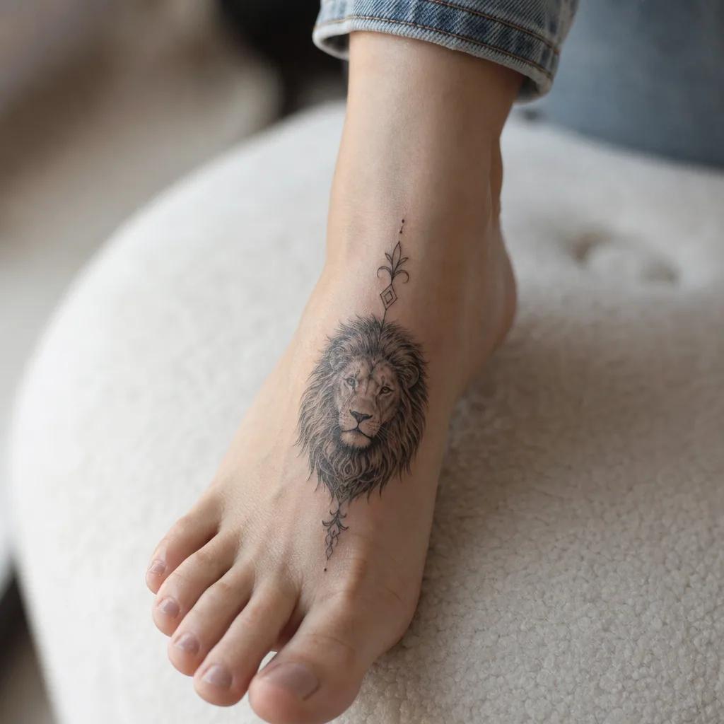 idée tatouage deuil lion protecteur, photo réaliste sur peau