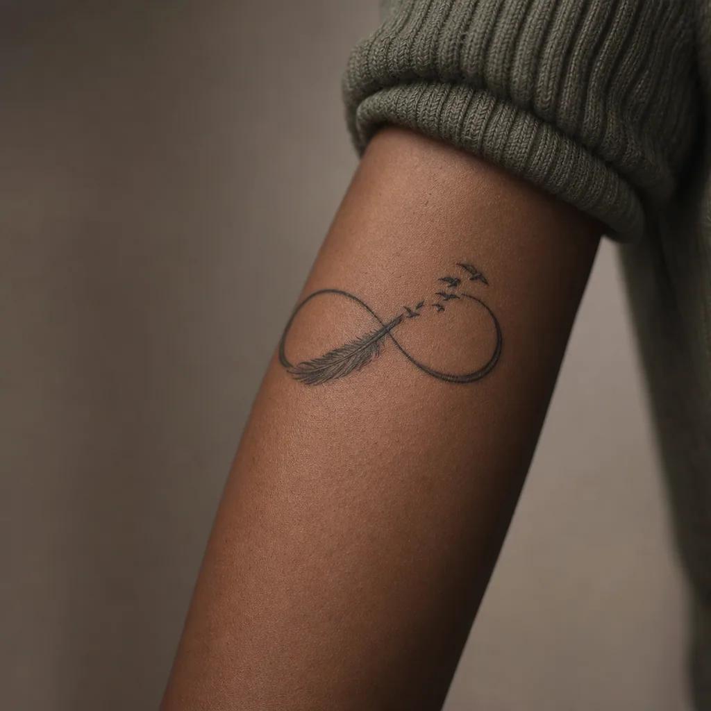 idée tatouage deuil symbole infini deuil, photo réaliste sur peau