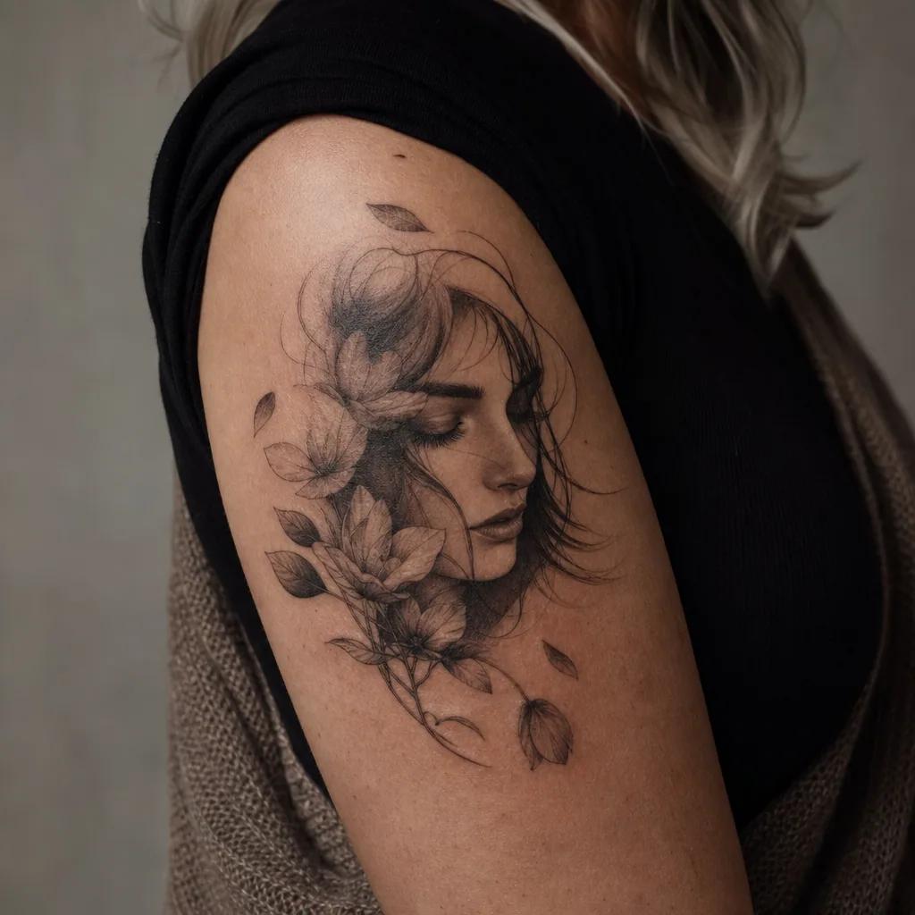 idée tatouage deuil portrait premium, photo réaliste sur peau