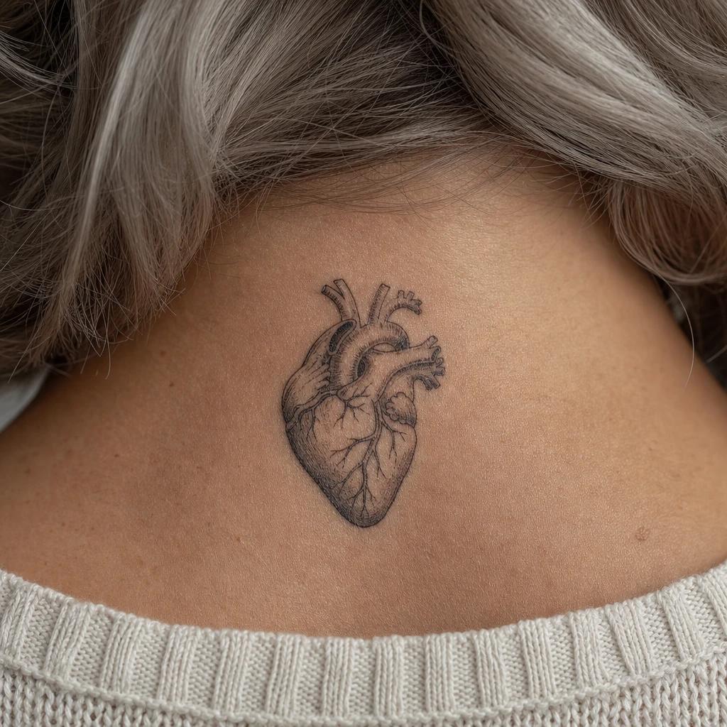 idée tatouage discret femme cœur intérieur du bras, photo réaliste sur peau
