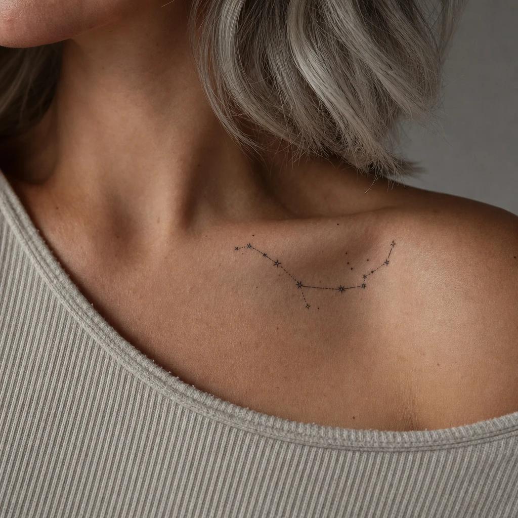 idée tatouage discret femme constellation discrète, photo réaliste sur peau