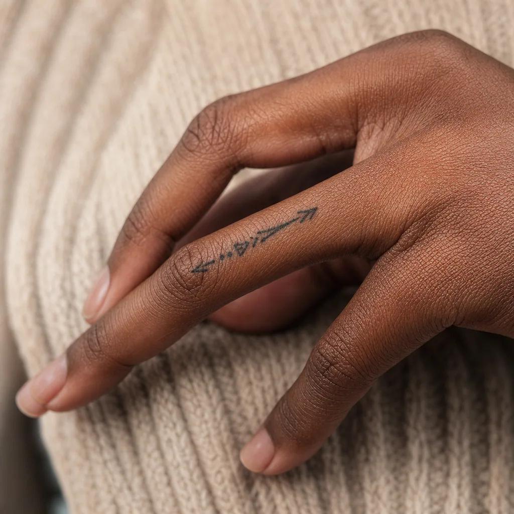 idée tatouage doigt flèche tribal, photo réaliste sur peau