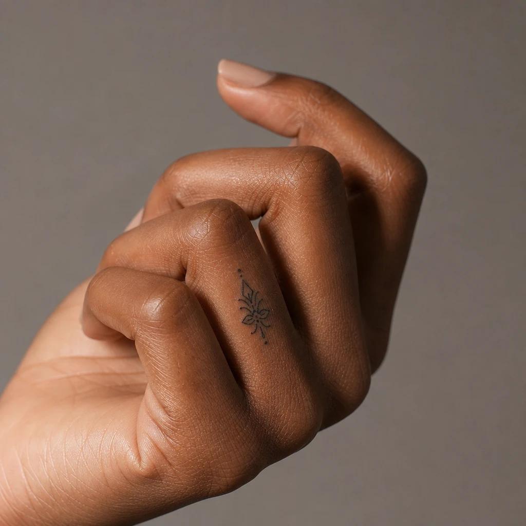 idée tatouage doigt femme mot court phalange, photo réaliste sur peau