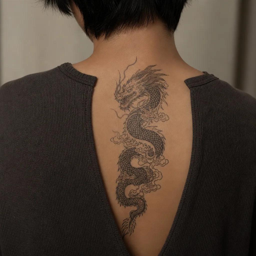 idée tatouage dragon dragon japonais irezumi, photo réaliste sur peau