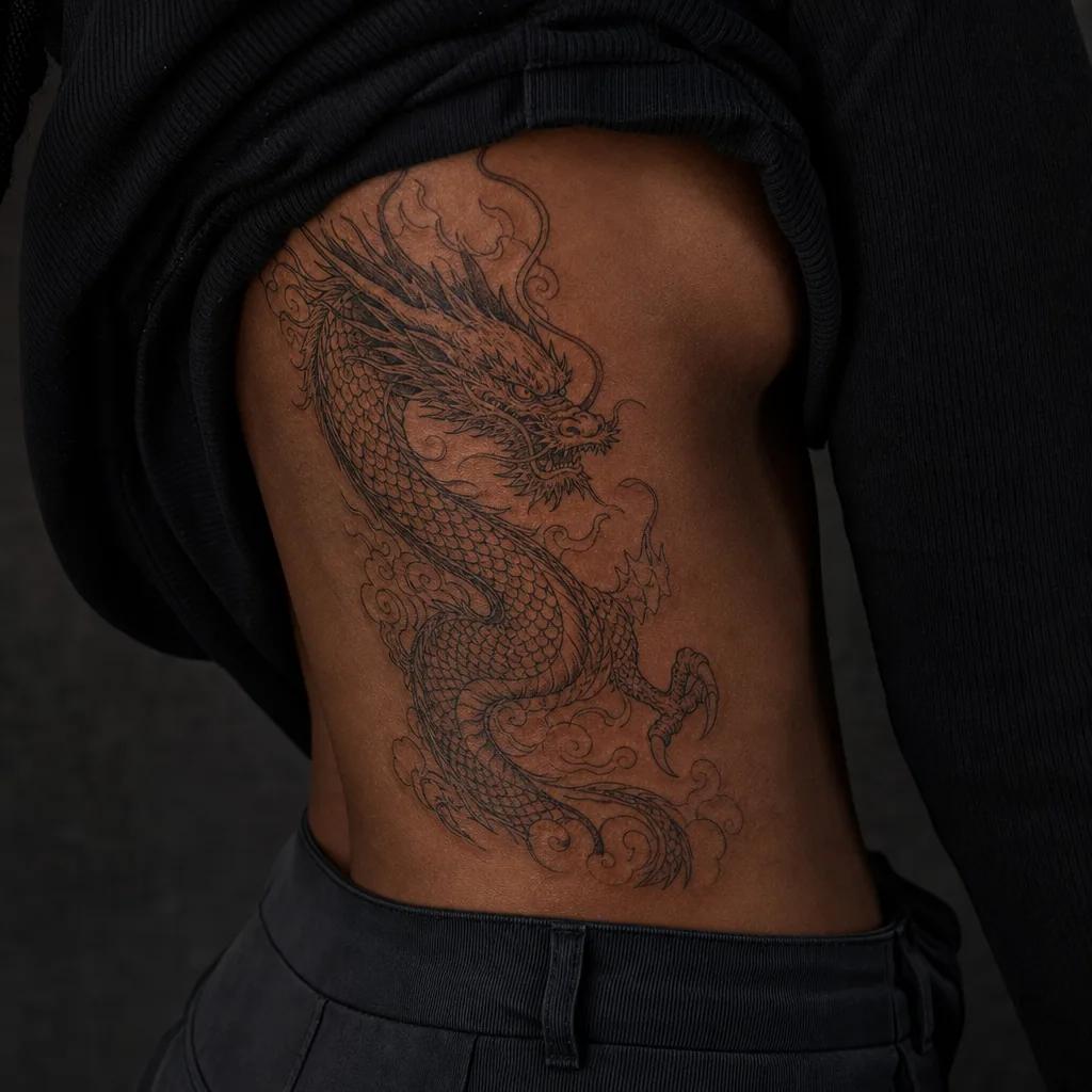 idée tatouage dragon dragon japonais irezumi, photo réaliste sur peau