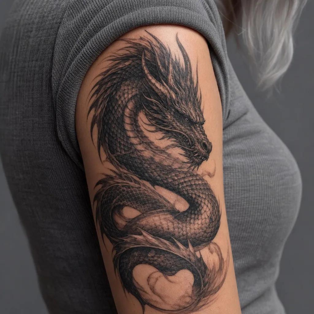 idée tatouage dragon dragon réaliste écailles, photo réaliste sur peau