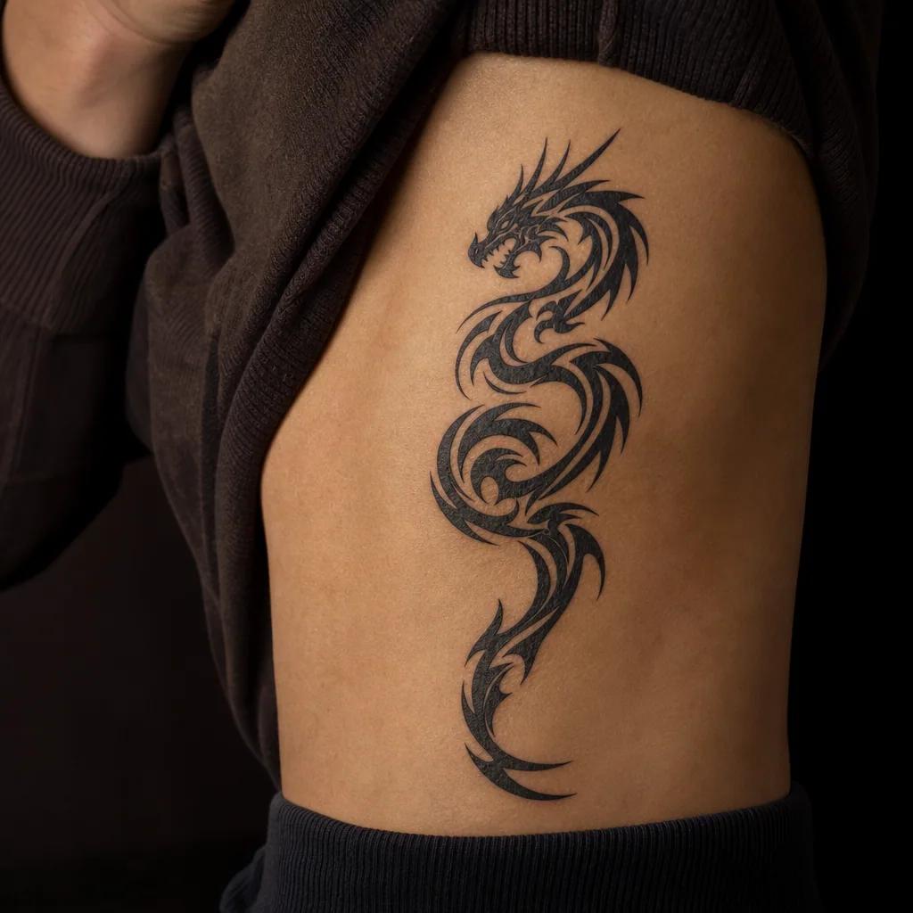 idée tatouage dragon dragon celtique tribal, photo réaliste sur peau