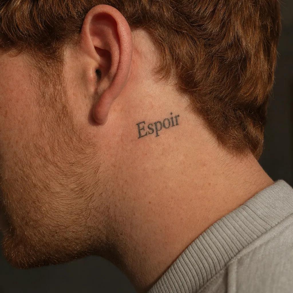 idée tatouage écriture lettrage réaliste effet plume, photo réaliste sur peau