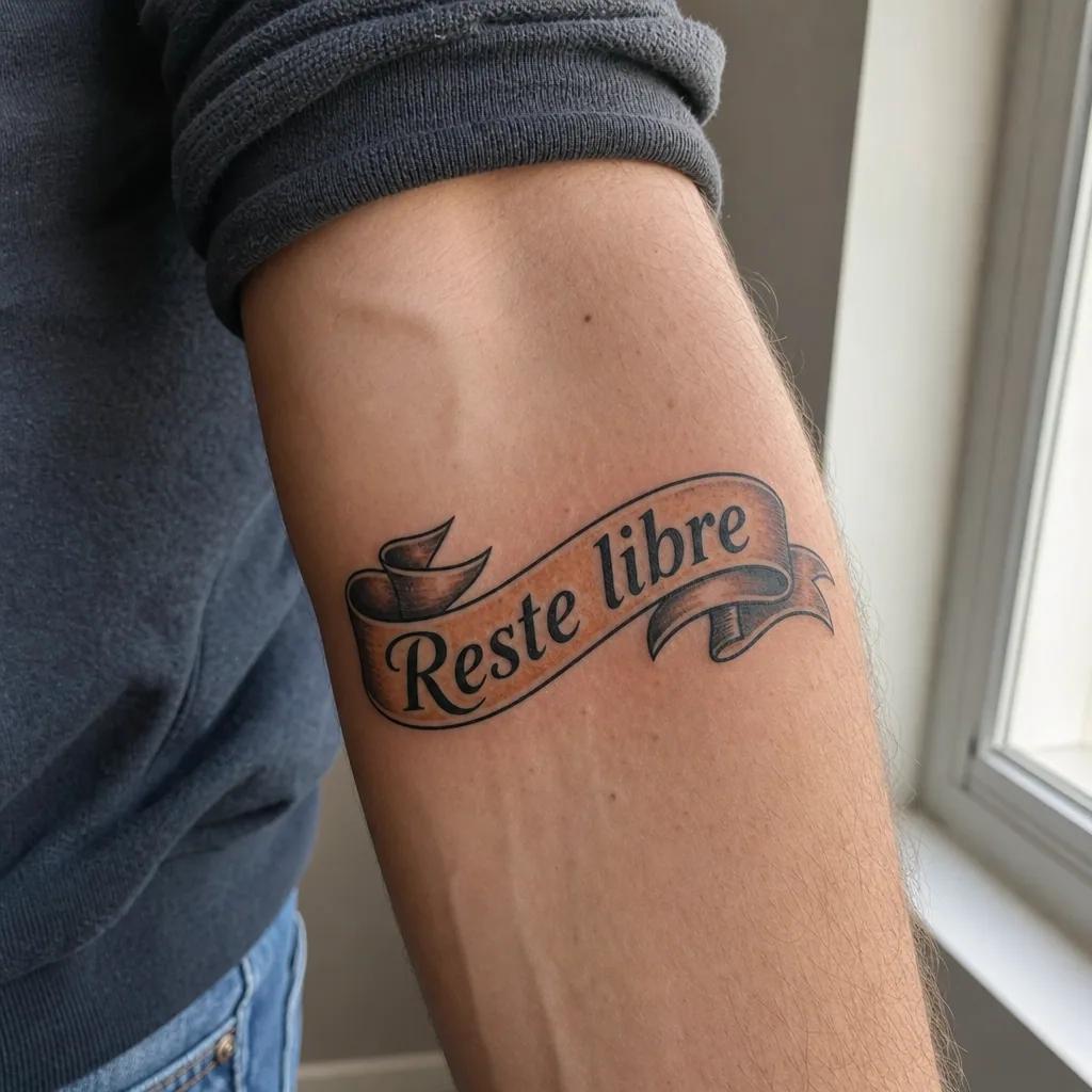idée tatouage écriture banderole néo-traditionnelle, photo réaliste sur peau