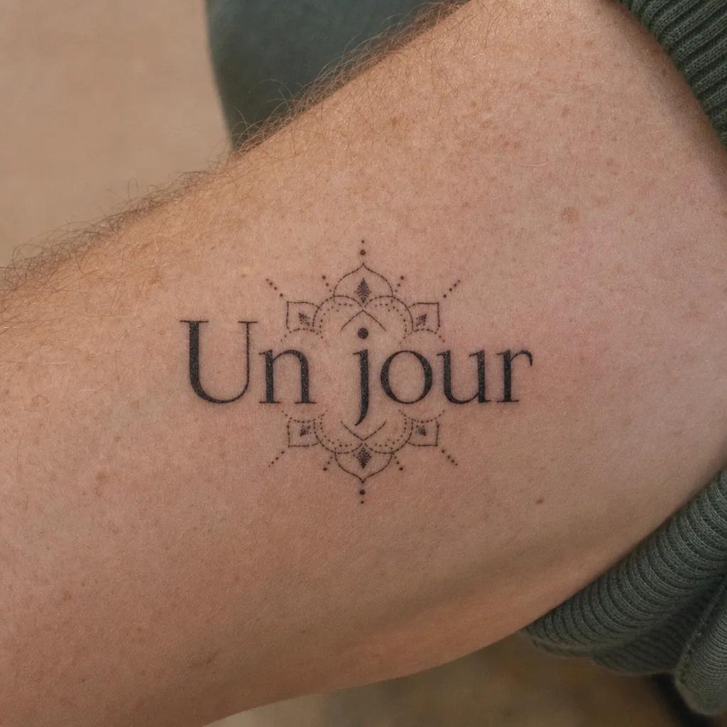 idée tatouage écriture citation ornementale mandala, photo réaliste sur peau