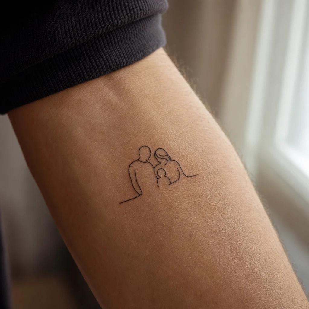 idée tatouage famille mot famille minimaliste, photo réaliste sur peau