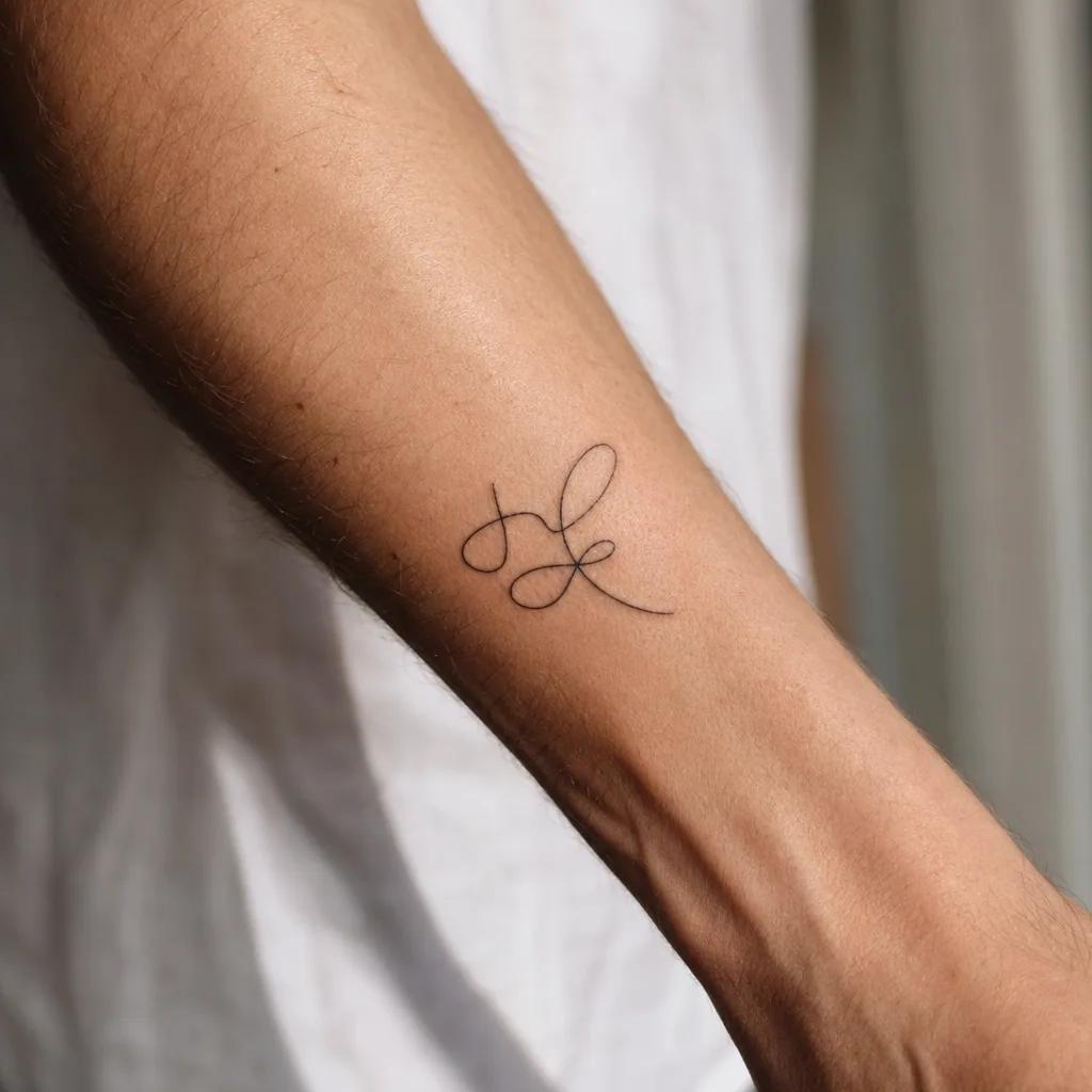 idée tatouage famille homme initiales enfants minimalistes, photo réaliste sur peau